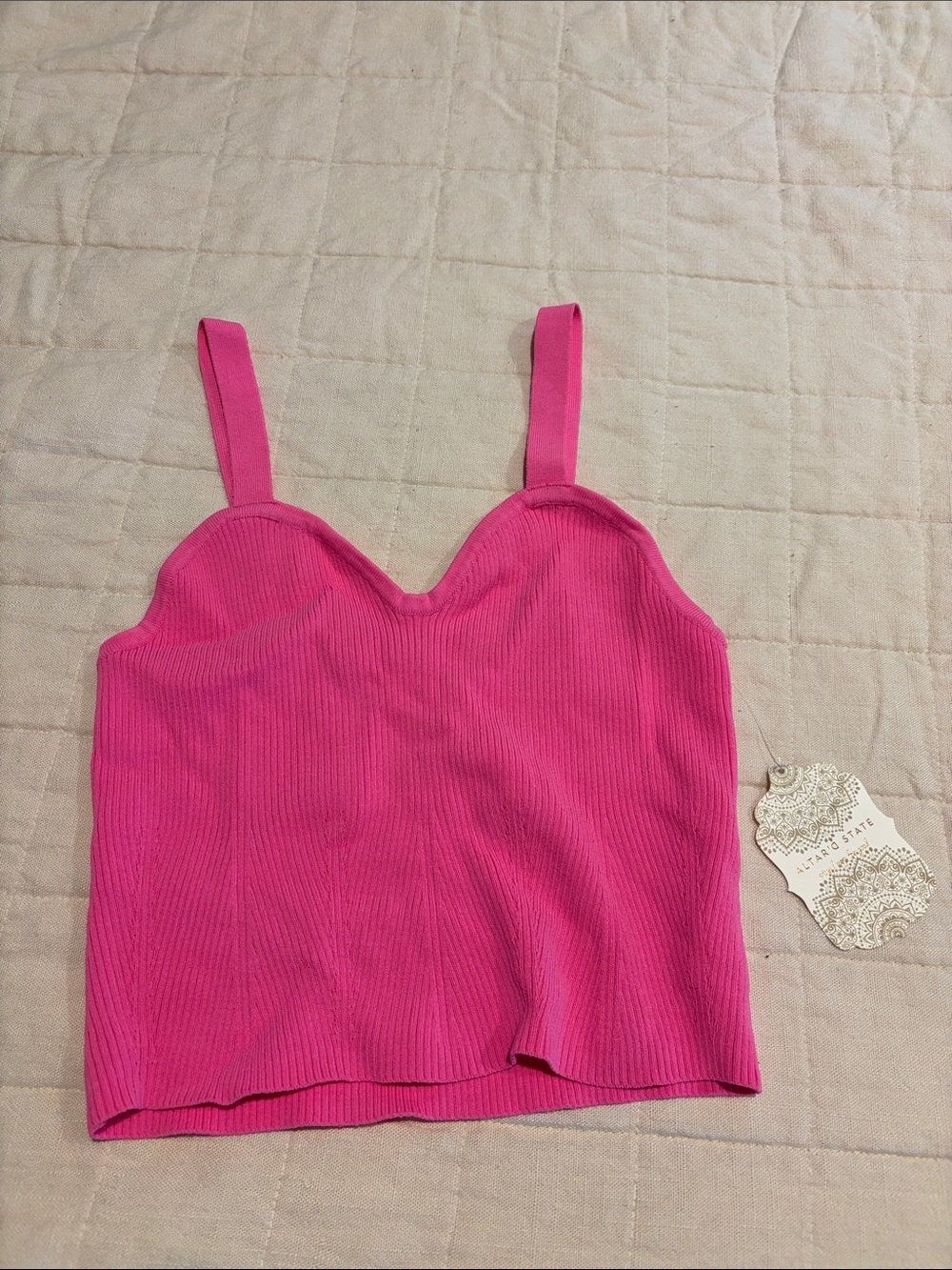 Altar’d State Hot Pink Ribbed Cami Tank Top